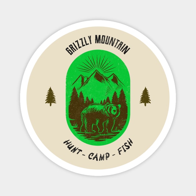 Grizzly Mountain Hunt Camp Fish - Green Magnet by Tip Top Tee's